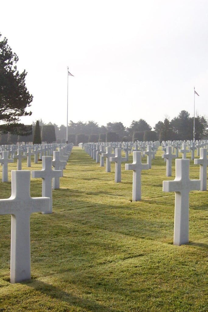 pexels-photo-930711-930711 A serene military cemetery with rows of white crosses under sunlight, symbolizing remembrance.